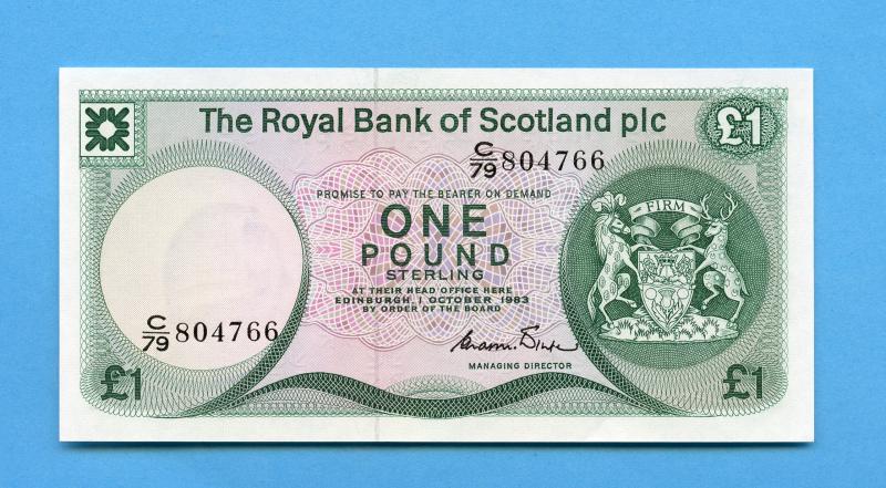 Royal Bank of Scotland   £1 One Pound Note Dated 1st October 1983