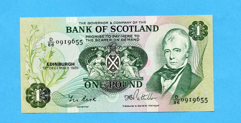 Bank of Scotland £1 One Pound Note Dated 12th December 1985