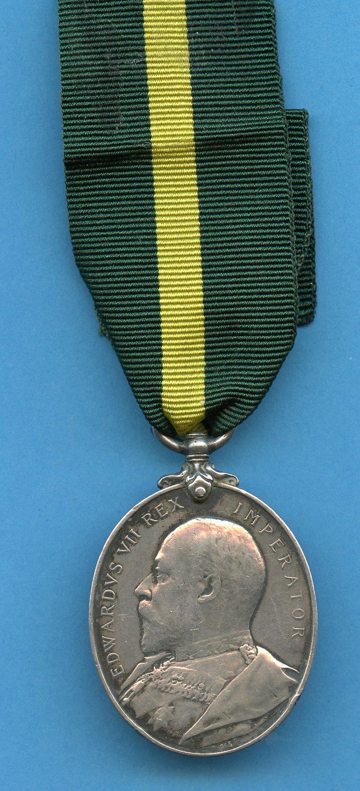 Territorial  Force Efficiency Medal Edward VII To  Cpl F. C. Flight, 5th London Brigade Royal Artillery