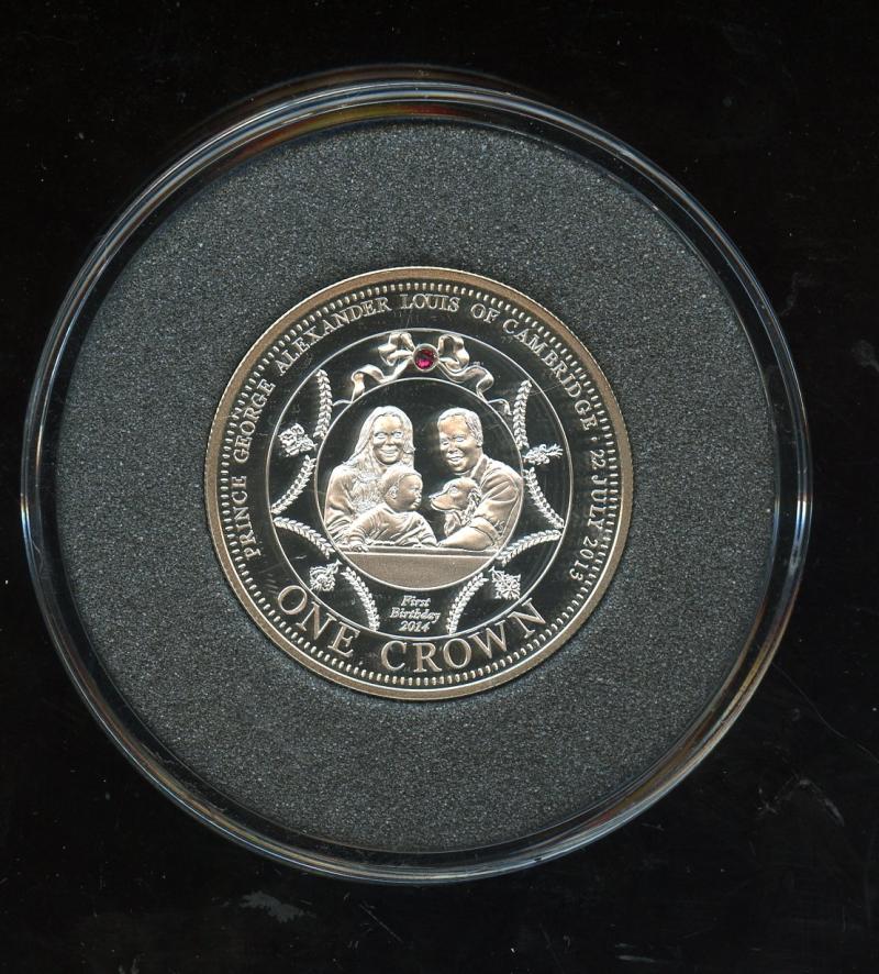Tristan Da Cunha 2014 Prince George Silver Proof  Piedfort Commemorative Crown Coin