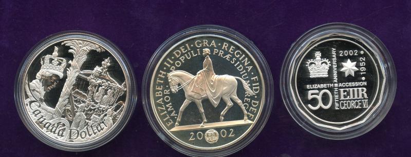 2002 UK Australia & Canada Silver Proof Accession Coin Set