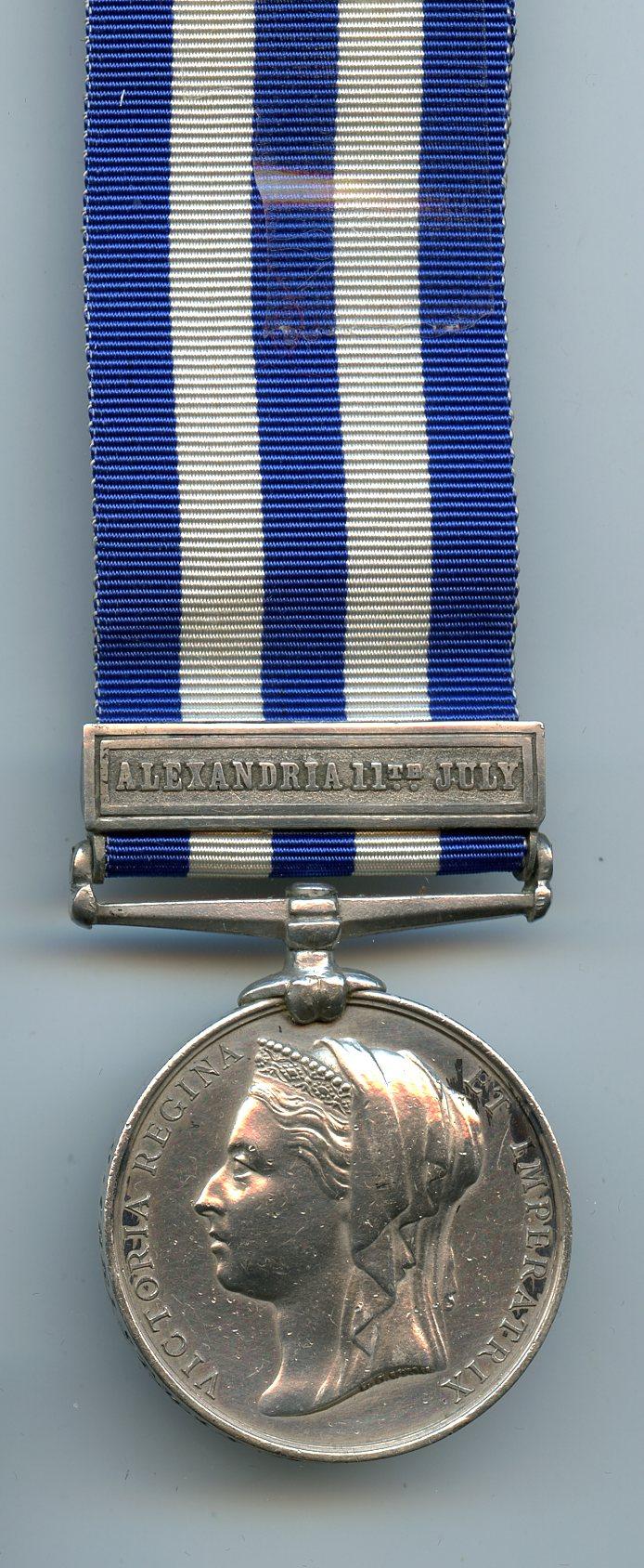 Egypt Medal 1882 :1 Clasp Alexandria 11th July To J Christmas,  A.B. HMS Penelope
