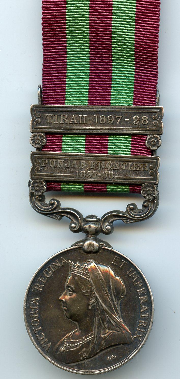 India General Service Medal 1895-1902 ; 2 Bars; To Pte James Charlton, Kings Own Yorkshire Light Infantry