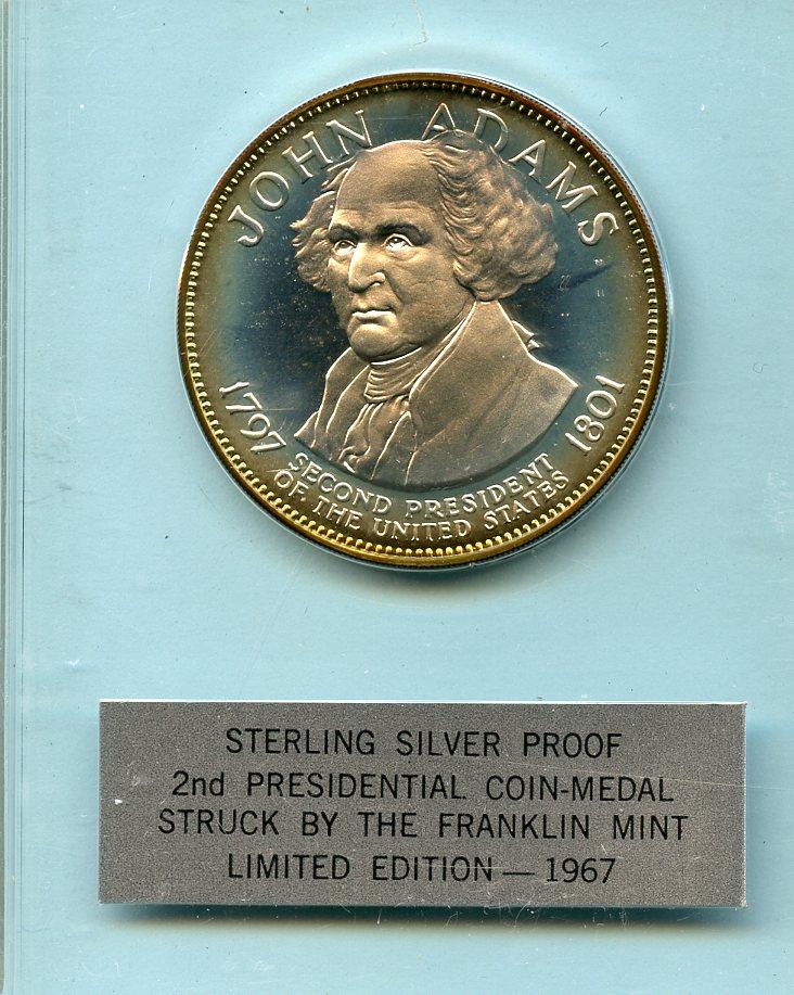 U.S.A John Adams Sterling Silver Proof Presidential Coin Medal