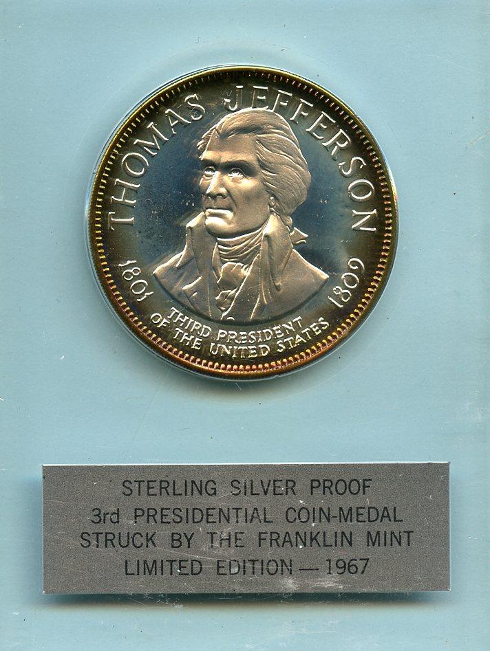 U.S.A Thomas Jefferson Sterling Silver Proof Presidential Coin Medal