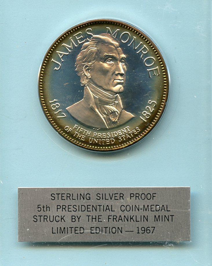 U.S.A James Monroe Sterling Silver Proof Presidential Coin Medal