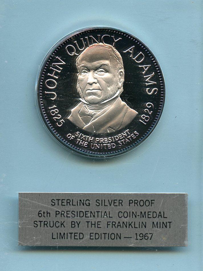 U.S.A John Quincy Adams Silver Proof Presidential Coin Medal