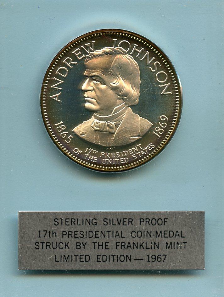 U.S.A  Andrew Johnson Silver Proof Presidential Coin Medal