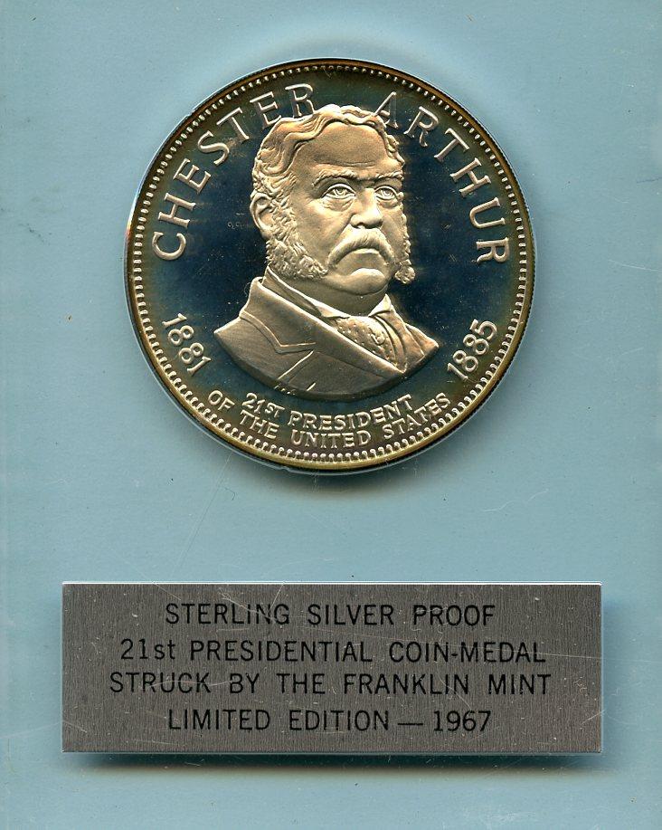 U.S.A  Chester Arthur Silver Proof Presidential Coin Medal