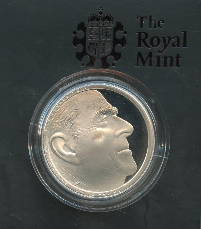 UK 2011 Prince Philip 90th Birthday   £5 Five Pound  Silver Proof Coin