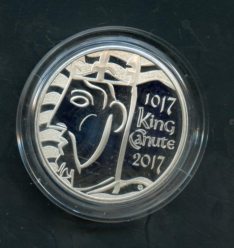 UK 2017  1000th Anniversary of Coronation of King Canute, Silver Proof £5 Five Pound Crown Coin