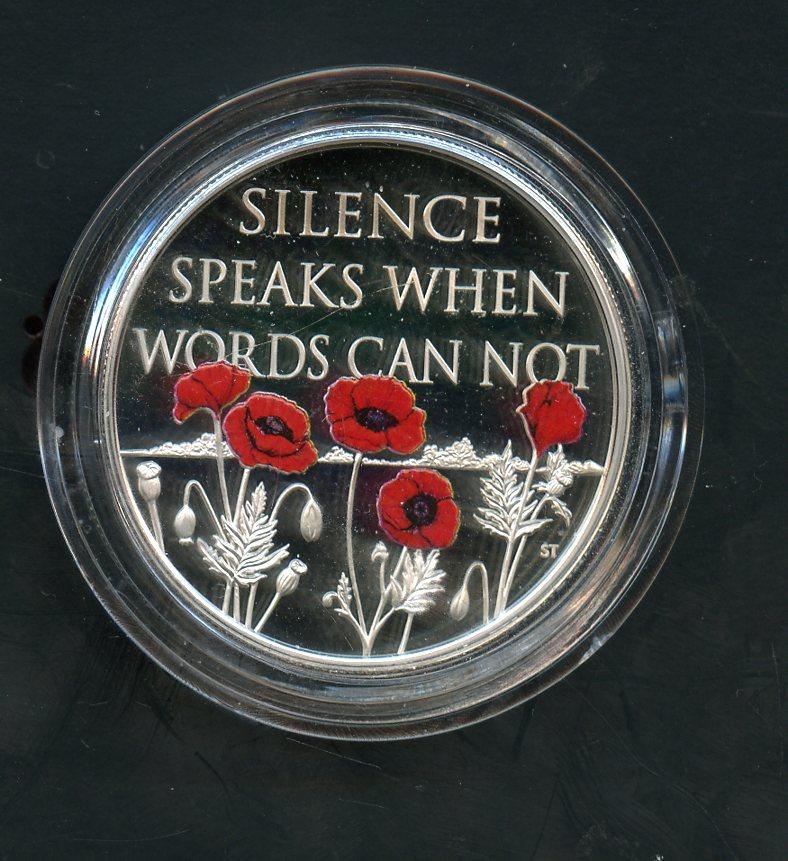 UK 2017 Silence Speaks The Remembrance Day Silver Proof £5 Five Pound  Coin