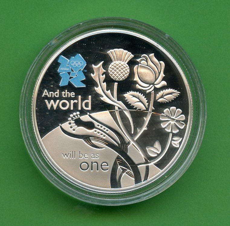 UK 2010  2012 Olympic Celebration of Britain:  Unity Silver Proof £5 Five Pound Coin