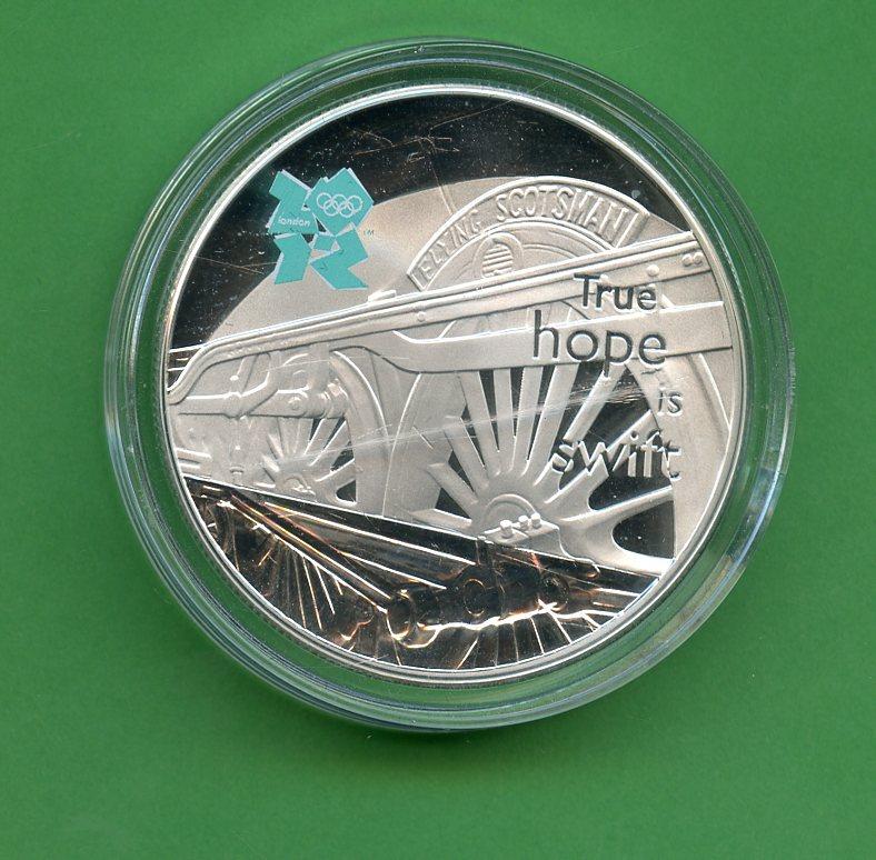 UK 2009  2012 Olympic Celebration of Britain:  Flying Scotsman Silver Proof £5 Five Pound Coin