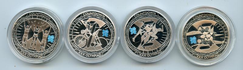 2009 - 2012  Countdown To London Olympics  Silver Proof £5  4 Coin Set