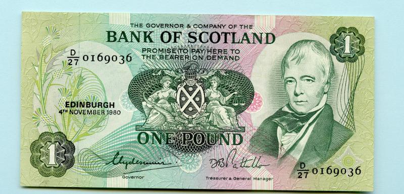 Bank of Scotland   £1 One  Pound Note Dated 4th November 1980