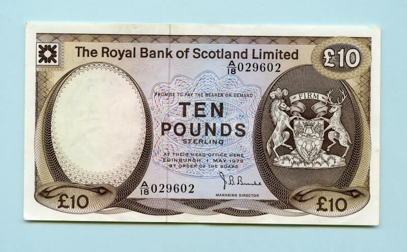 Royal Bank of Scotland  £10 Ten Pound Note Dated 1st May  1979