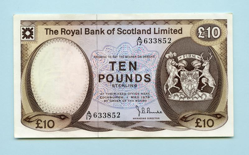 Royal Bank of Scotland  £10 Ten Pound Note Dated 1st May  1979