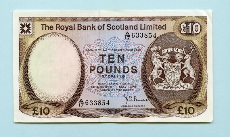 Royal Bank of Scotland  £10 Ten Pound Note Dated 1st May  1979