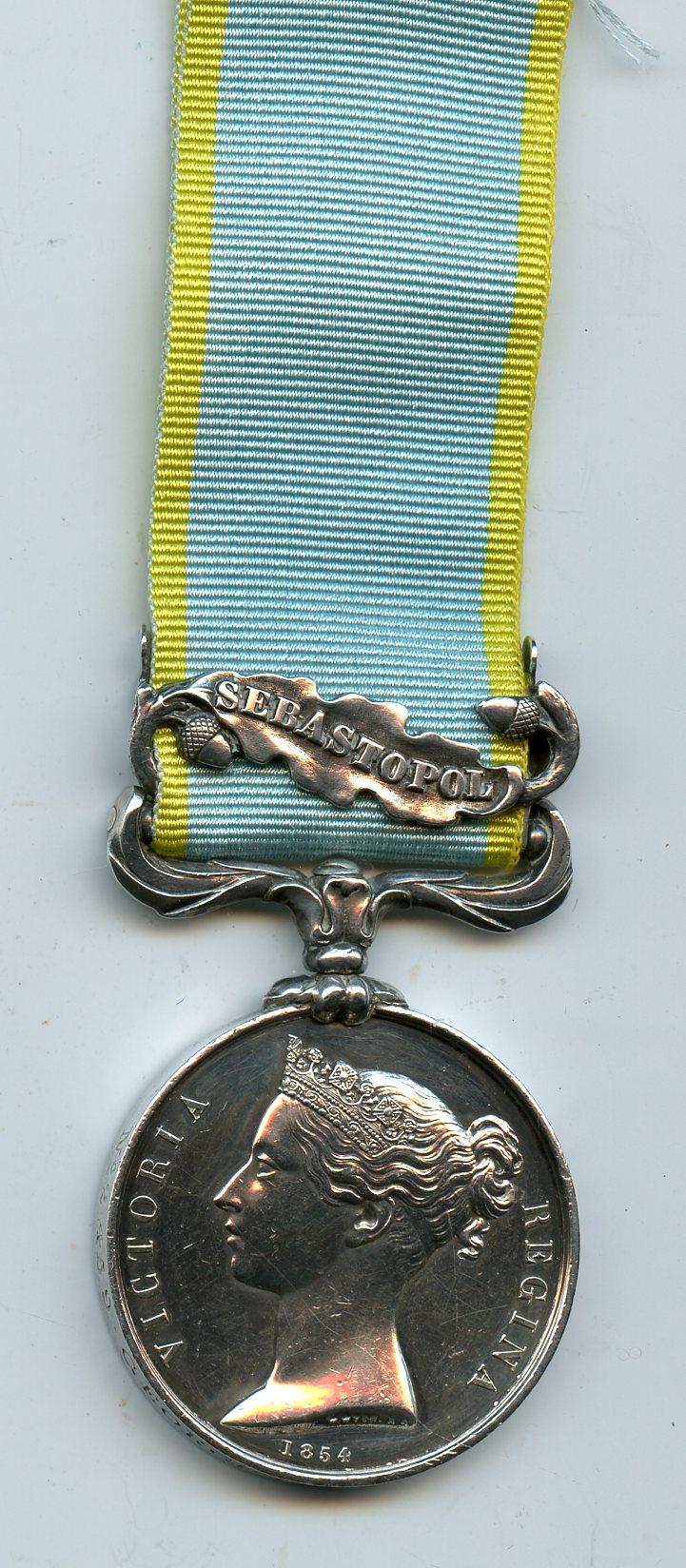 British Crimea Medal 1854  1 Clasp Sebastopol To Pte George Dingwell, 71st Highland Light Infantry