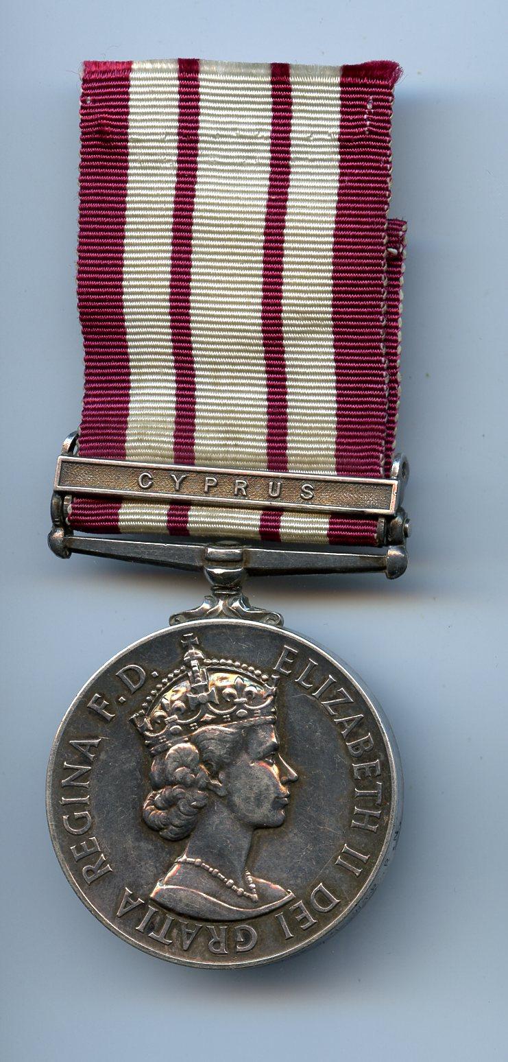 Naval General Service Medal 1909-62 1 Bar Cyprus To  L WTR A Bruce, Royal Navy