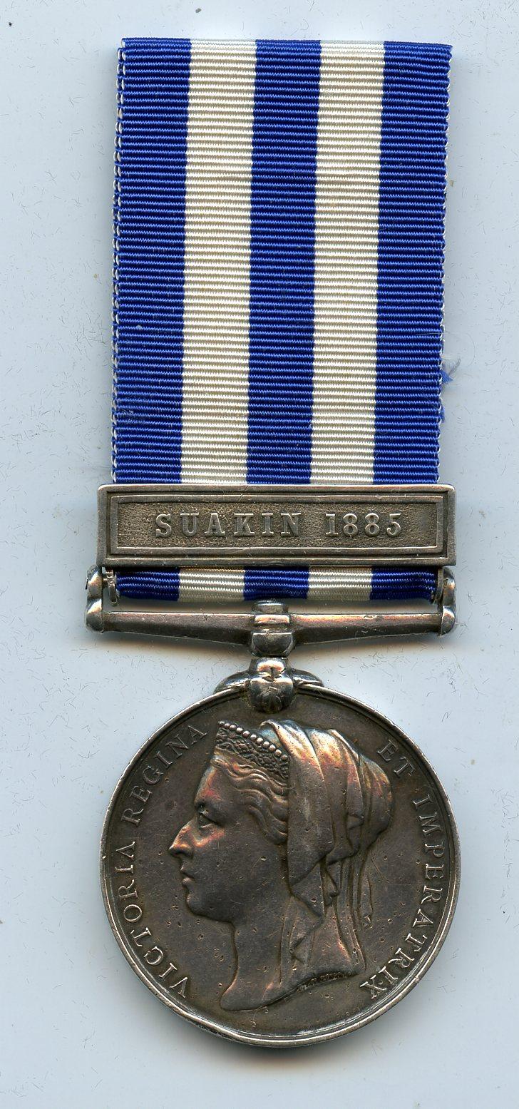 Egypt Medal 1882 :1 Clasp  Suakin 1885 To Pte Bernard Hutchinson, East Surrey Regiment