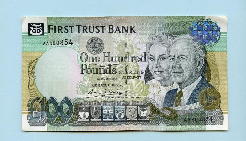 Northern Ireland First Trust Bank  £100 One Hundred Pounds Banknote Dated  1st January 1998