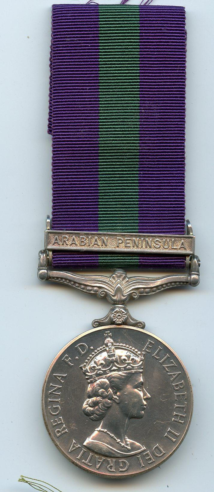 General Service 1918-62,   Arabian Peninsula To Trooper J Barclay, Royal Tank Regiment