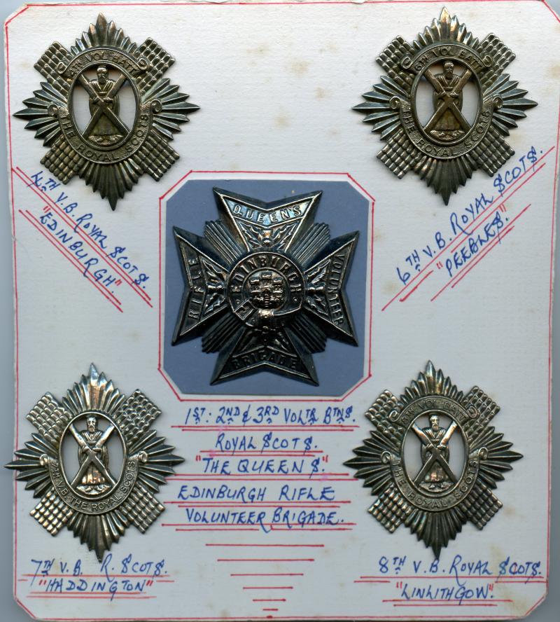 Set of 5  Royal Scots Restrike Volunteer Badges