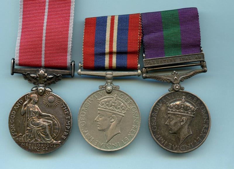 British Empire Medal  Award For Palestine awarded To Gunner Lawrence Brian Lampshire, Royal Artillery