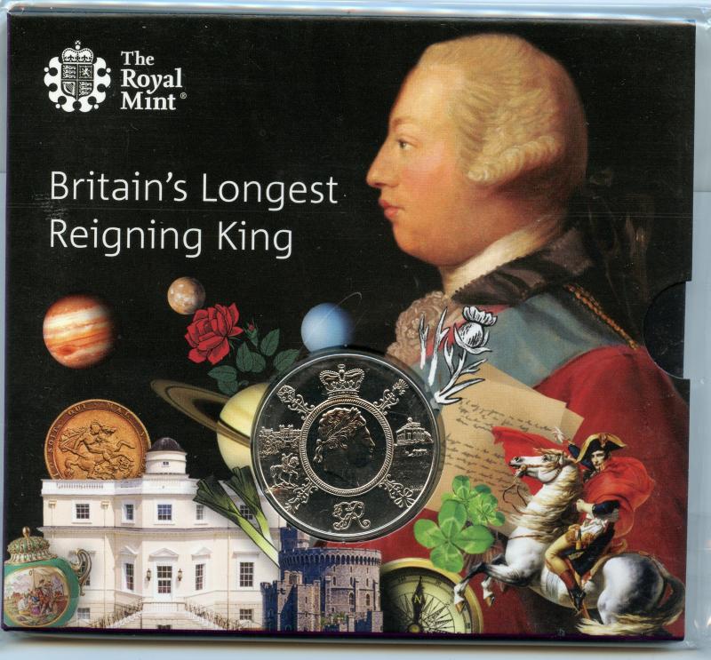 UK 2019  George III Britain's Longest Reigning King Brilliant Uncirculated £5 Coin