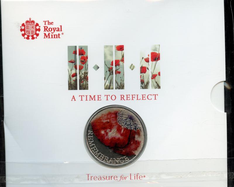 UK Royal Mint 2018 Remembrance A Time to Reflect Brilliant Uncirculated £5 Coin