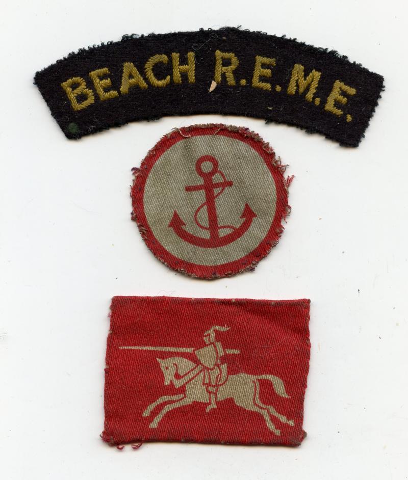 WW2 Normandy Landings D-Day Beach REME Cloth  Shoulder & Divisional Badges