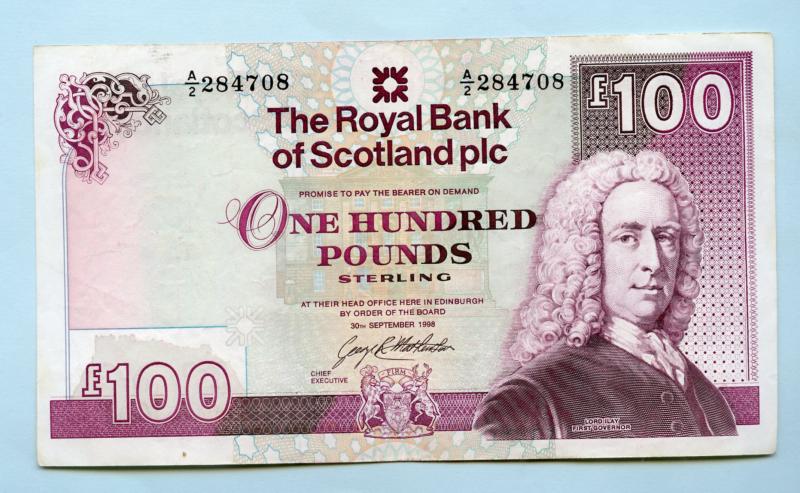 Royal Bank of Scotland  £100 One Hundred Pounds Banknote Dated  30th September 1998