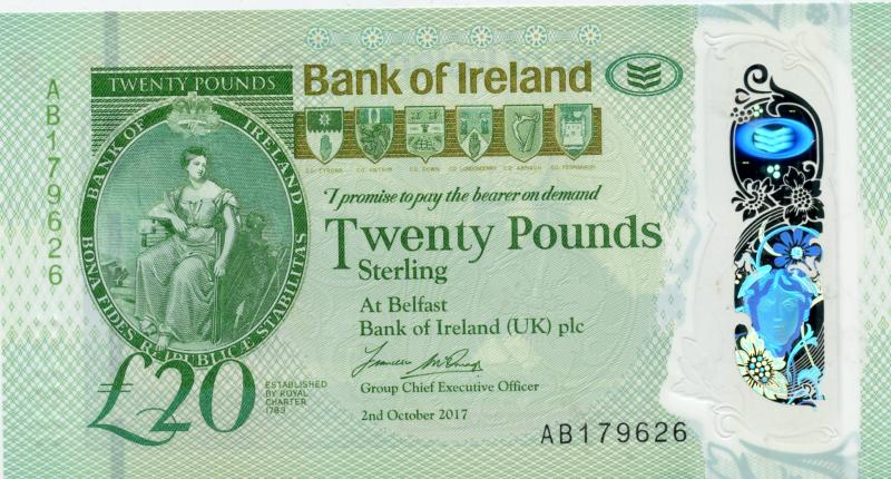 Bank of Ireland £20 Twenty Pounds Note Dated 2nd October 2017