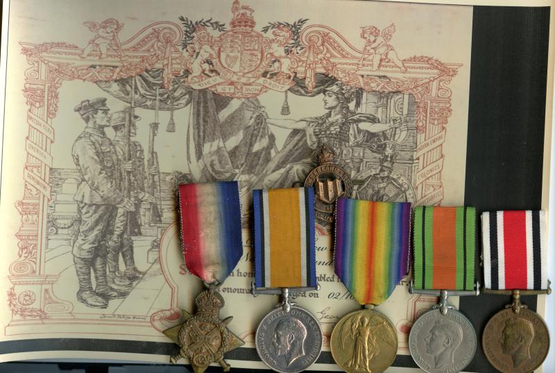 Group of 5 Medals with Mons Trio To Pte Matthew Biggs, Nothumberland Hussars Yeomanry