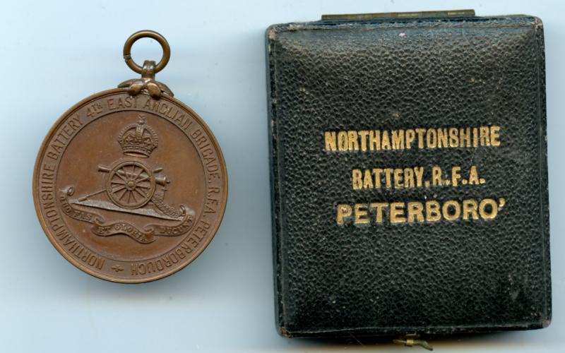 Northamptonshire Battery. R.F.A Peterborough Bronze Medallion 1911