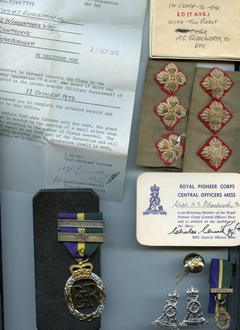 Territorial Decoration TAVR to Captain Alan Stanley Bloodworth, Royal Pioneer Corps