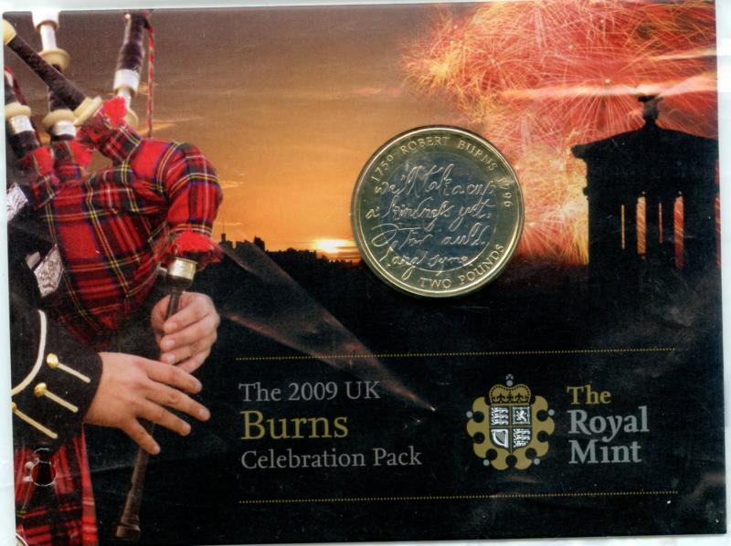 UK 2009 Brilliant Uncirculated  Robert Burns Commemorative  £2 Coin