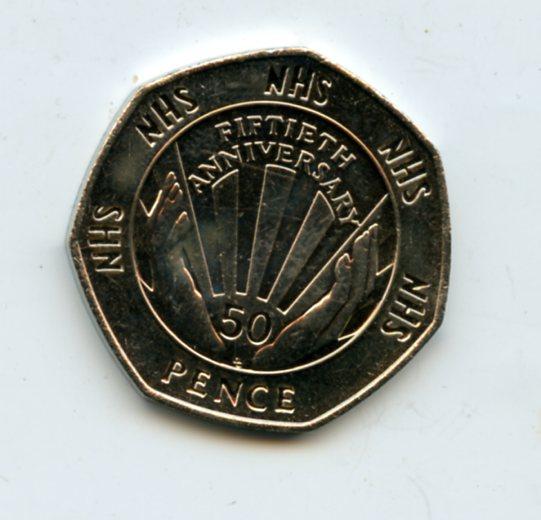 UK  NHS 50th Anniversary Brilliant Uncirculated 50 Pence Coin