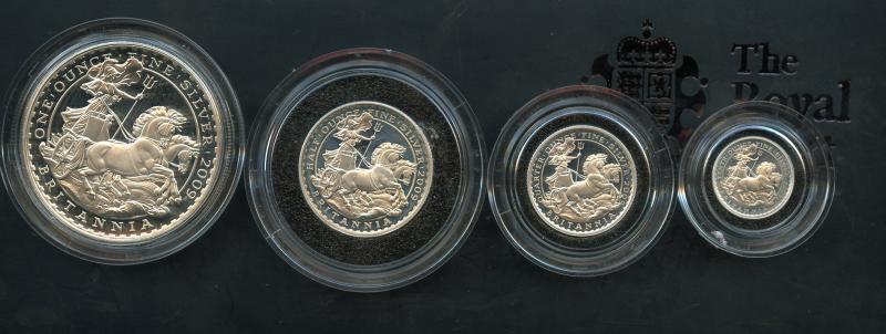 UK 2009  Britannia Four Coin Silver Proof Set