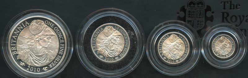 UK 2010  Britannia Four Coin Silver Proof Set