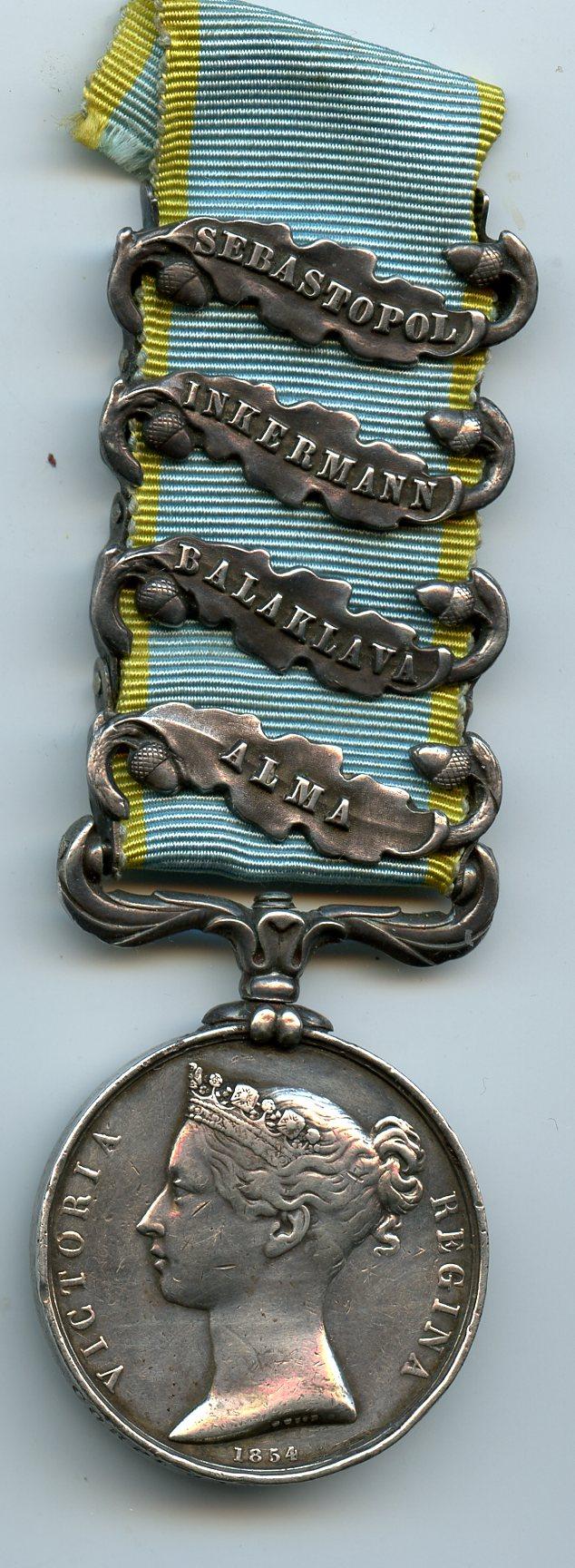 Crimea Medal 4 Clasps To Cpl James Storey, 68th (The Durham Light Infantry ) Regiment Of Foot
