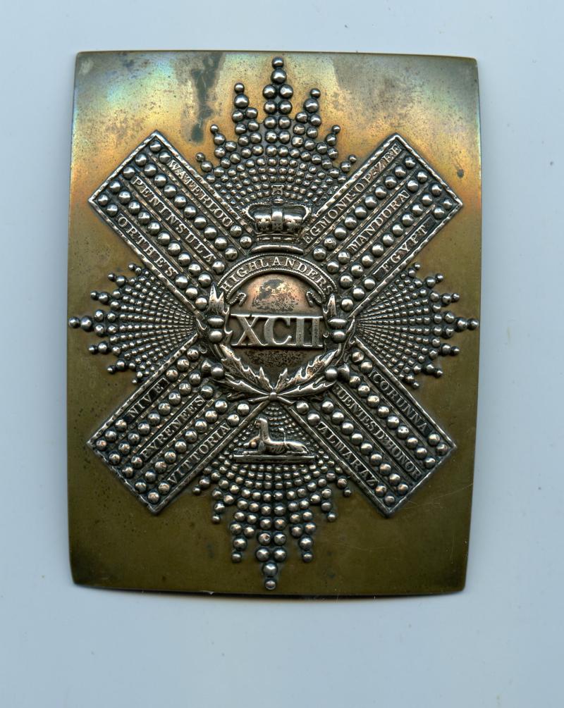 92nd Gordon Highlanders  Pre 1881  Officers Shoulder Belt Plate