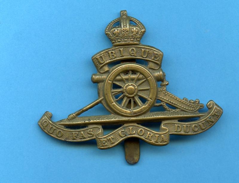 Royal Artillery Kings Crown Brass Cap Badge