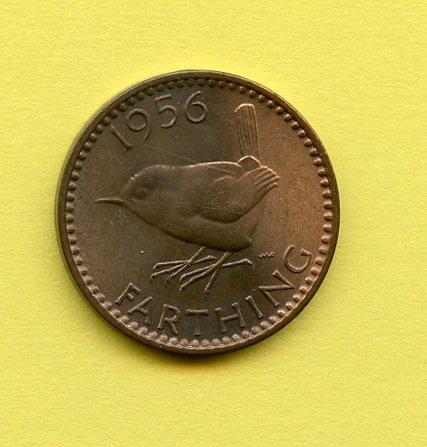 UK Queen Elizabeth II 1956 Farthing Coin