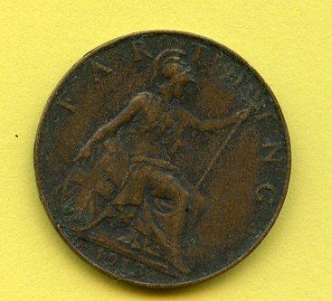 UK  George V Farthing Coin Dated 1911