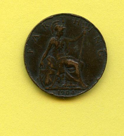 UK Edward VII  Farthing Coin Dated 1904