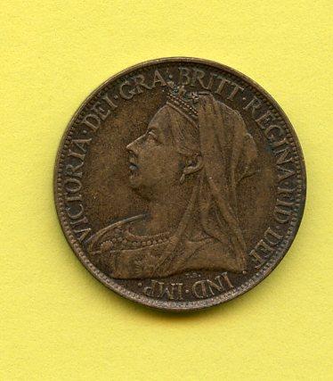 UK  Queen Victoria  Farthing Coin  Dated 1900
