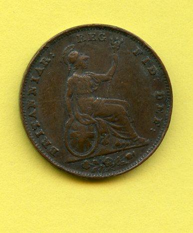 UK  Queen Victoria  Farthing Coin  Dated 1845